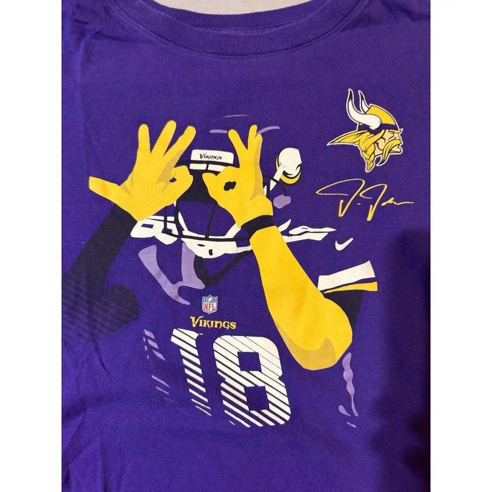 Nike Justin Jefferson Vikings T-shirt Adult Size L Purple & Yellow Bleed Purple